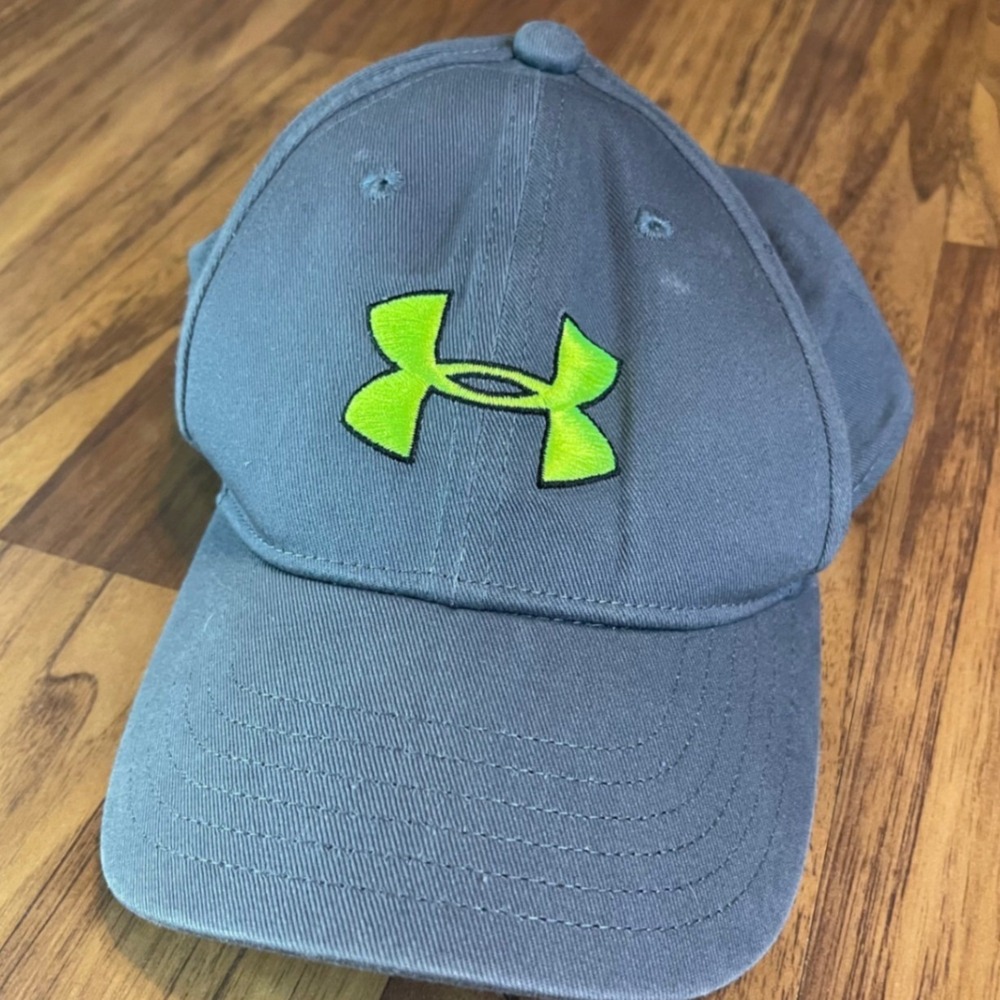 Under Armour Youth Hat Boys Medium 4-6 Years Grey Neon Green Logo Snapback Cap
